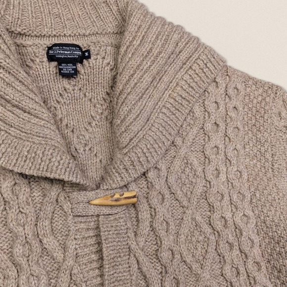 Vintage Grandpa Wool Chunky Cardigan Sweater J Peterman fisherman Size Medium - Picture 2 of 4